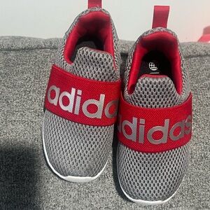 Adidas Kids Red and Gray Slip-On Sneakers